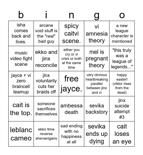 arcane finale Bingo Card