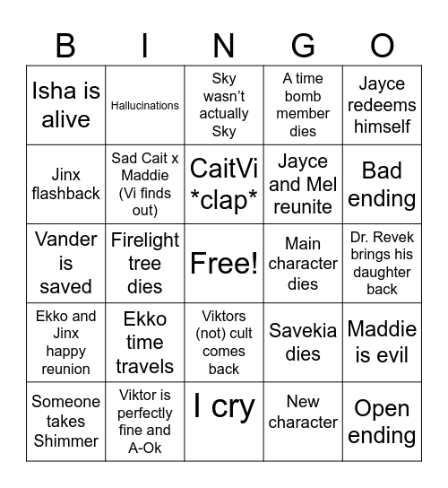 Arcane Act III Bingo Card