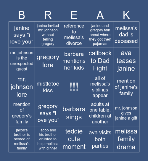 abbott elementary: "winter break" predictions Bingo Card