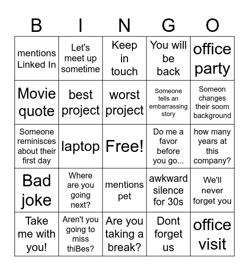 Peak Bingo Card