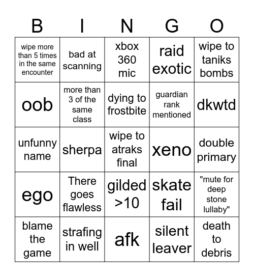 DSC Bingo Card