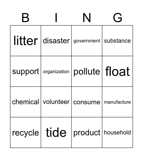 U6 Bingo Card