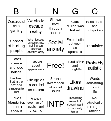 Shu kinnie bingo Card