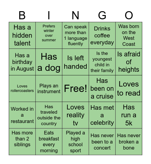 Networking Bingo!! Find someone who… Bingo Card