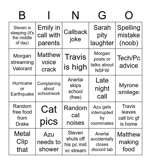 Bingo! Bingo Card