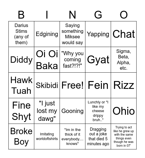 Wakizashi Brainrot Bingo Card