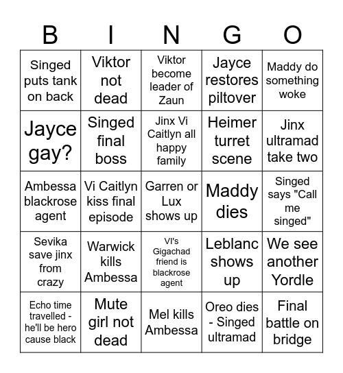 Arcane Finale Bingo Card