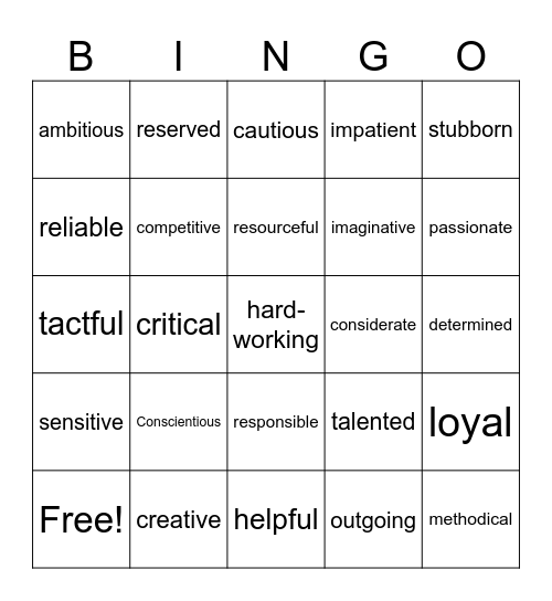 YOUR PERSONAL PROFILE Bingo Card