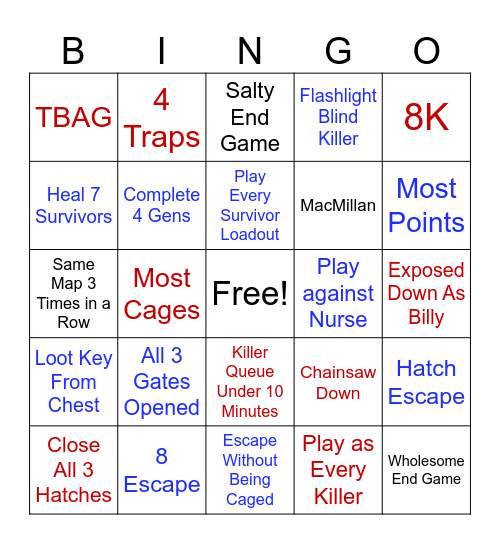 Dbd 2v8 Bingo Card