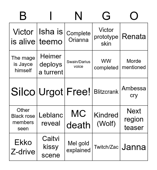 Arcane act 3 Bingo Card