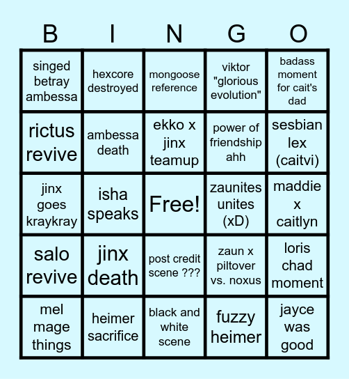 ARCANE S2 FINALE BINGO CARD Bingo Card