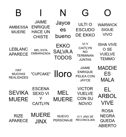 ARCANE Bingo Card