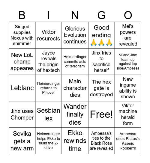 Arcane act3 Bingo Card