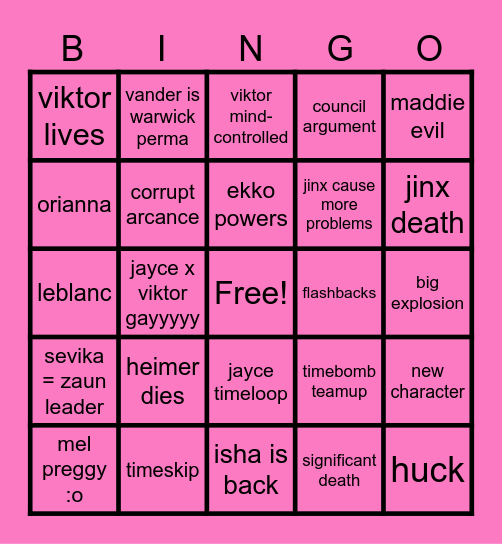 ARCANE S2 FINALE BINGO CARD Bingo Card