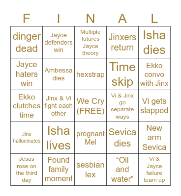 Arcane Act III BINGO Card