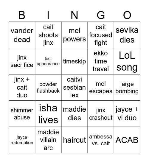 arcane act 3 bingo Card