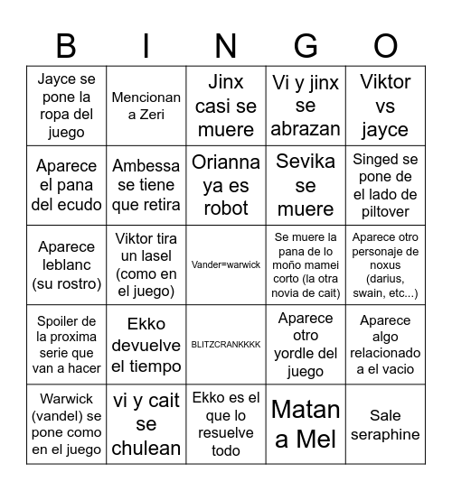 Arcane bingo Card