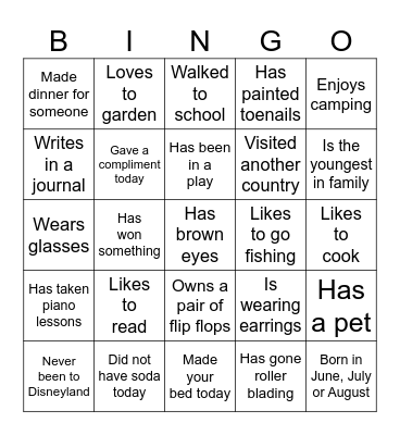 Get to Know You Bingo Card