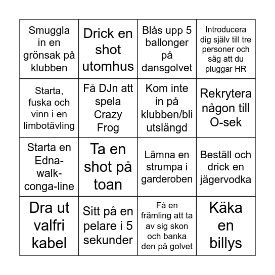 KLUBBBINGO Card