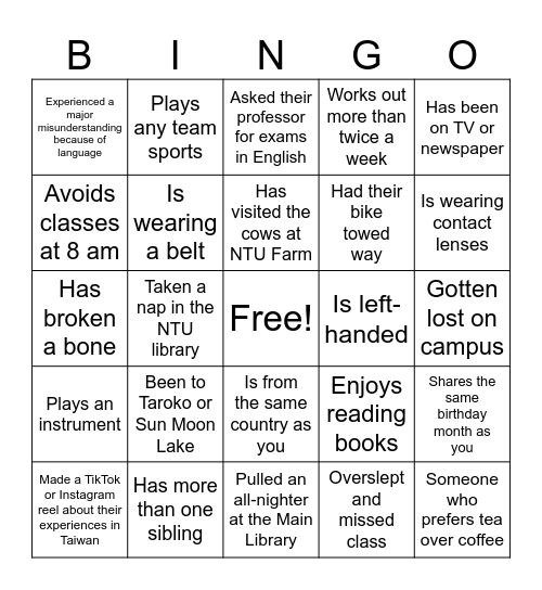 Find Someone Who BINGO Card