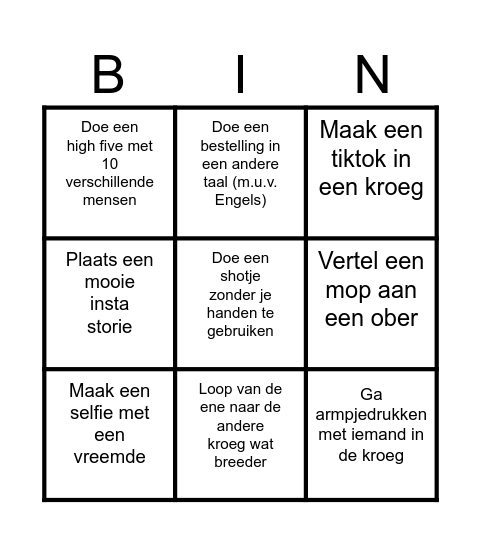 Bingoooo Bingo Card