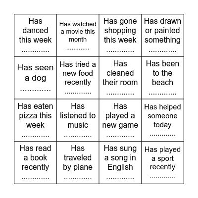 Find someone who Bingo Card
