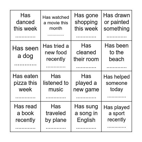 Find someone who Bingo Card