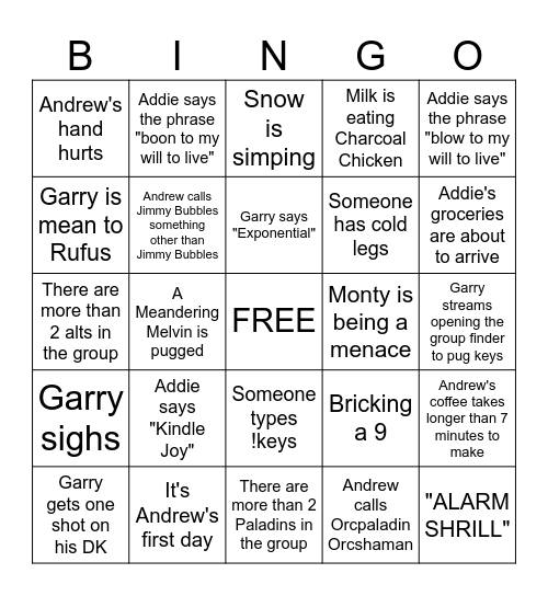 Key bingo Card