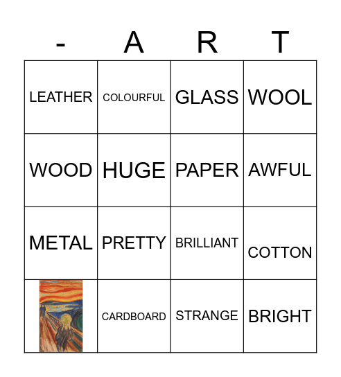 Art Bingo Card