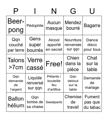 Party Bingo Card