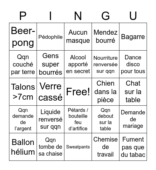 Party Bingo Card