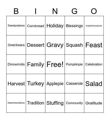 Thanksgiving Bingo Card