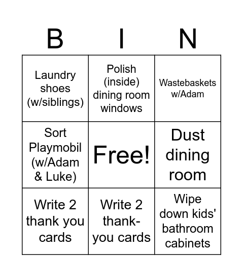 Marta Bingo Card