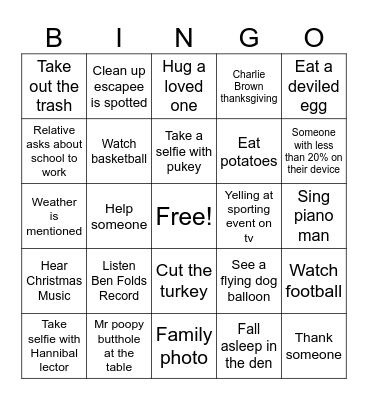 Thanksgiving Do or See Bingo Card