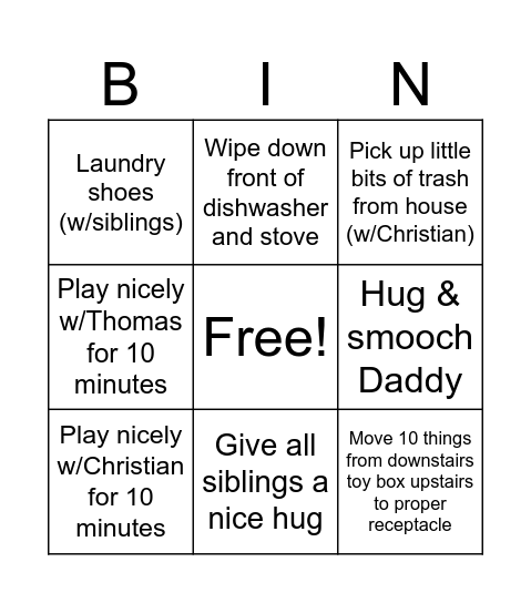 Mary Bingo Card