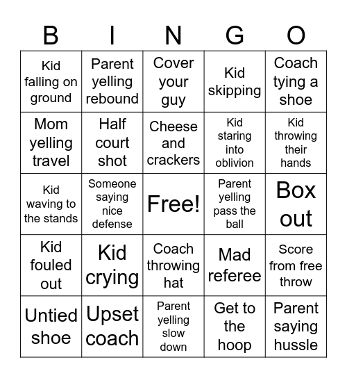 Basketball bingo Card