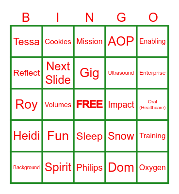 TA SECRET HOLIDAY Bingo Card