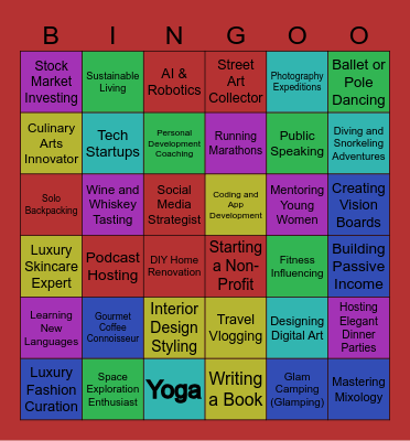 Sparkle, Spice and Socialise Bingo Card