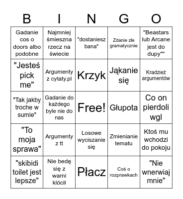 Millie love Bingo Card