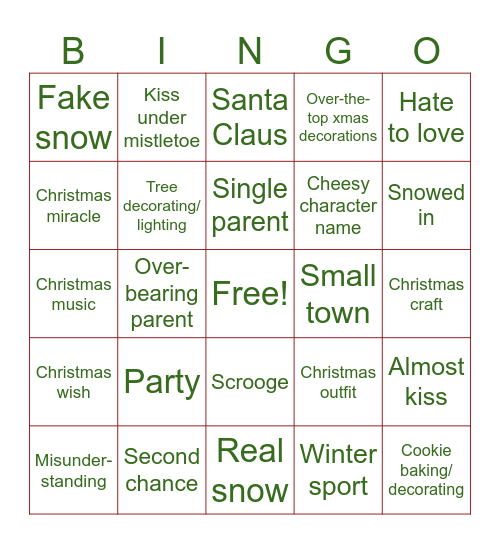 Christmas Hallmark Bingo Card