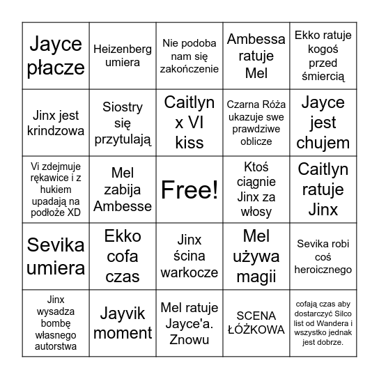 Arcane Angst Bingo Card