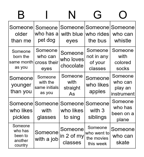 After School Bingo Card