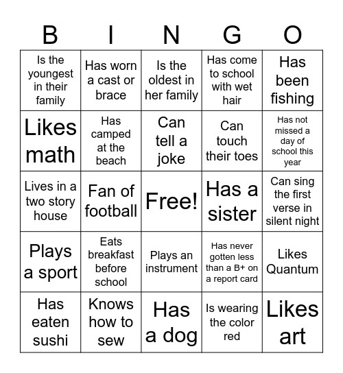 Friendsgiving Bingo Card