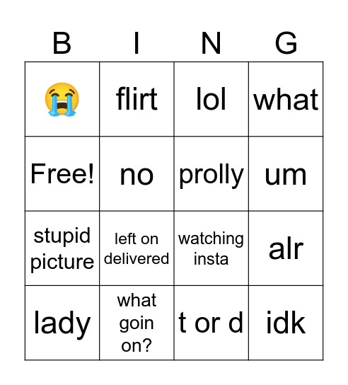oliver Bingo Card