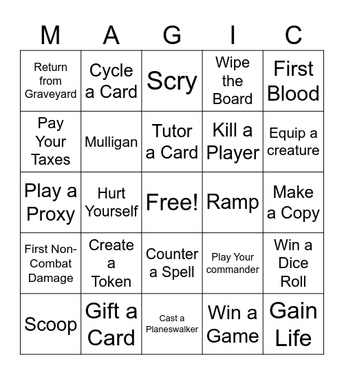 Commander Bingo Card