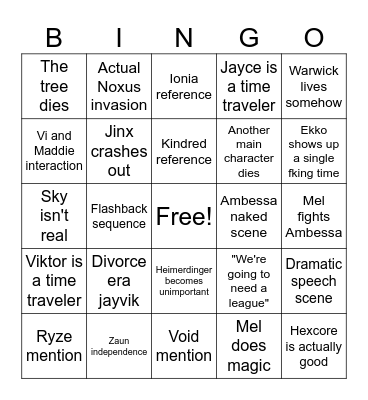 Arcane Bingo Card