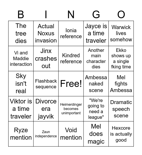 Arcane Bingo Card