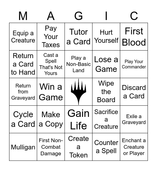 Commander Bingo Card