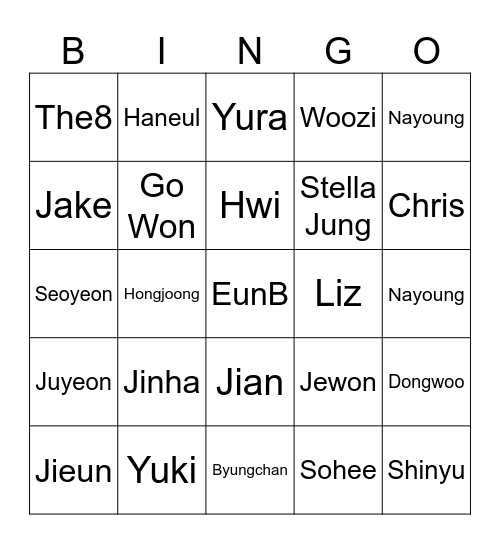 November Babies~~ Bingo Card