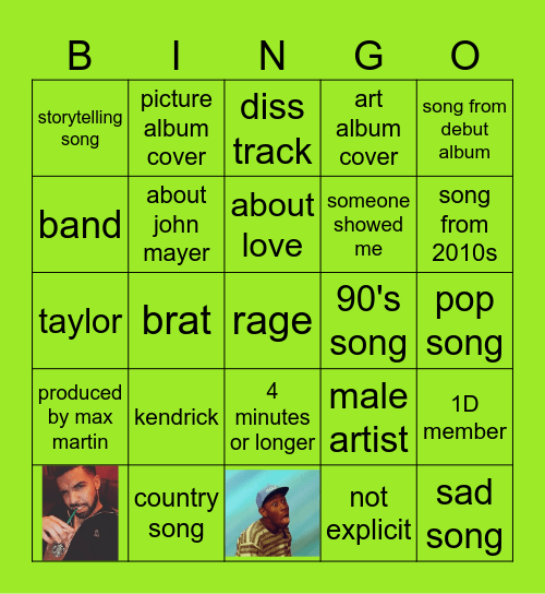 spotify Bingo Card